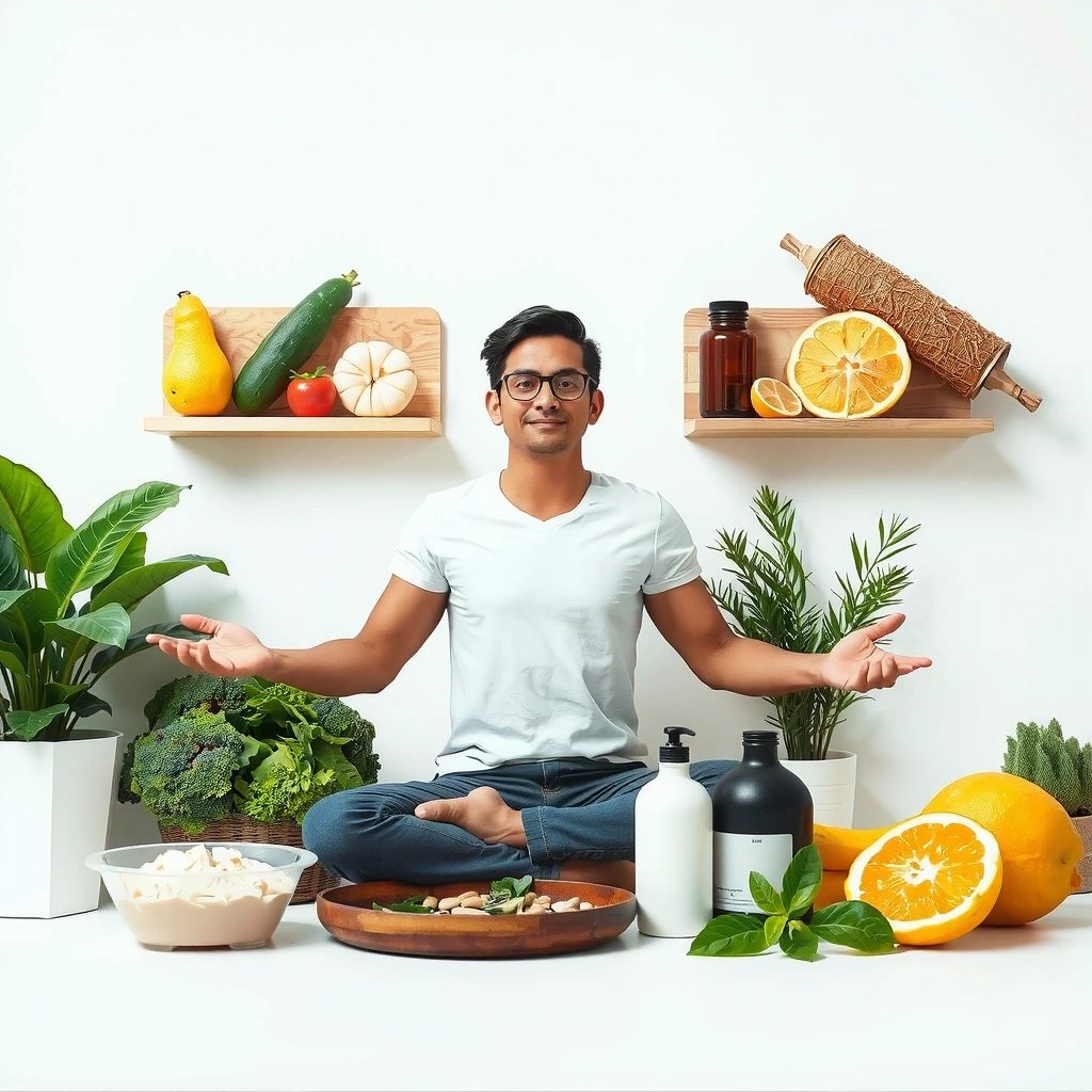 Mente clara e nutrida com alimentos naturais e suplementos